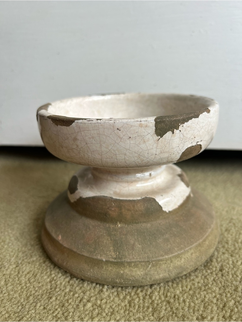 Pottery Barn Tuscan Glaze Terra Cotta Pillar Candle Holder - White/Natural - Picture 4 of 7